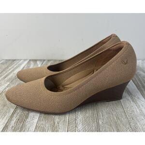 Vivaia Shoes Tamia Wedge Pro Almond Tan Knit Pumps 2" Heel Comfort Career 37 6